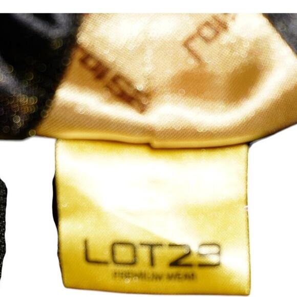 Lot29 Y2K Black Satin Skull Print Cropped Zip Hoodie Jacket Gold Logo Women’s M - Picture 9 of 13